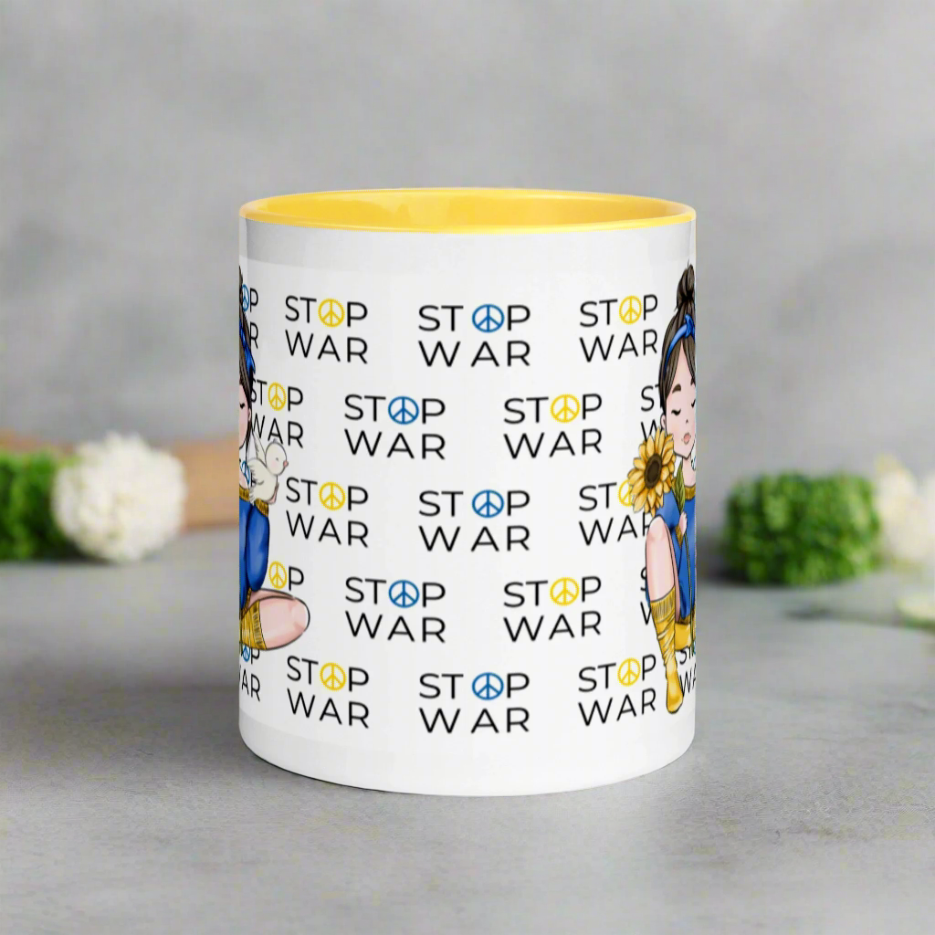 Stop War Sunflower Dove Girl Coffee Mug