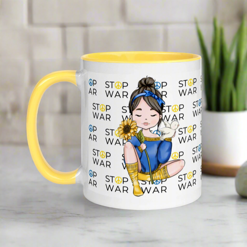 Stop War Sunflower Dove Girl Coffee Mug