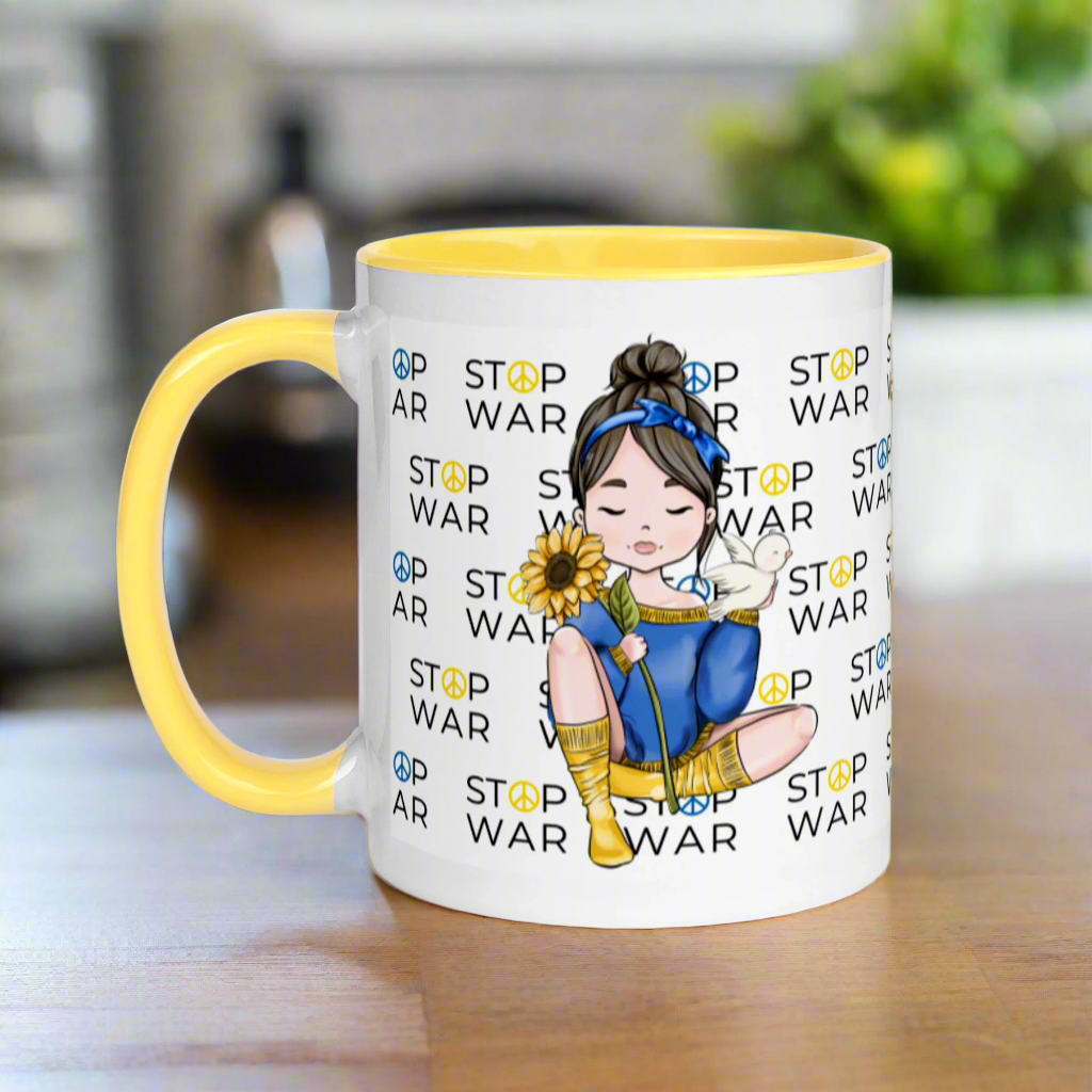 Stop War Sunflower Dove Girl Coffee Mug