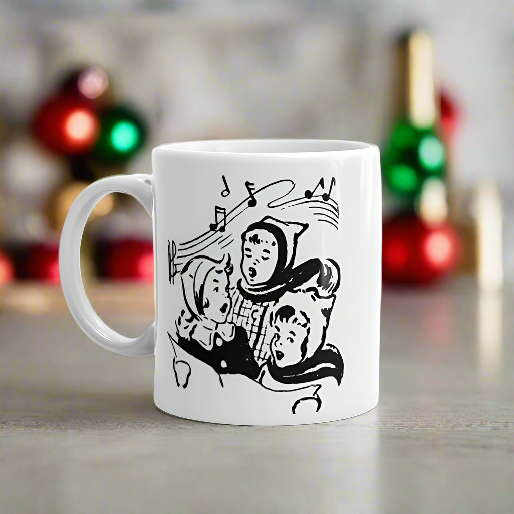 Children Singing Carols Midcentury Christmas Glossy Coffee Mug
