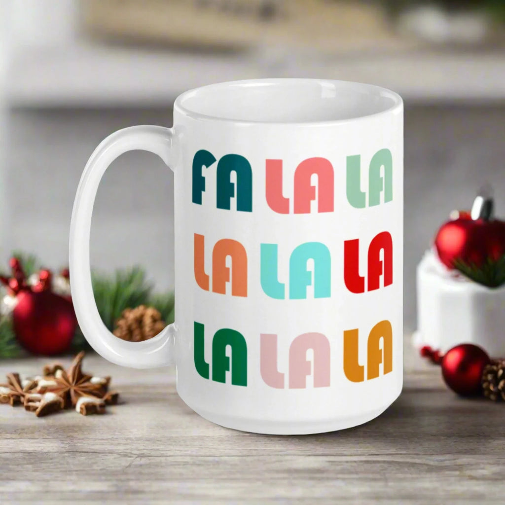 Fa La La La Retro Style Christmas Print Glossy Mug