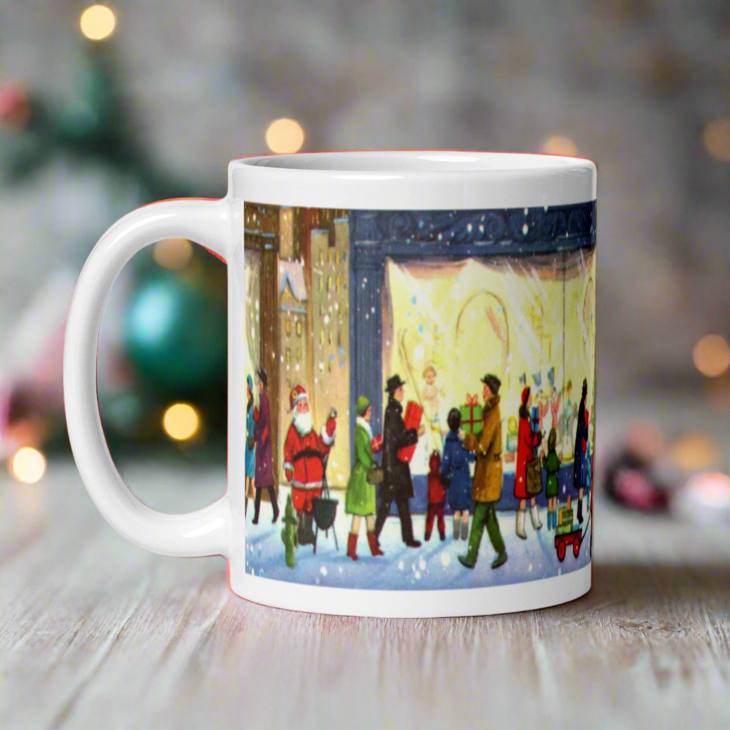Christmas City Scene Midcentury Retro Glossy Coffee Mug