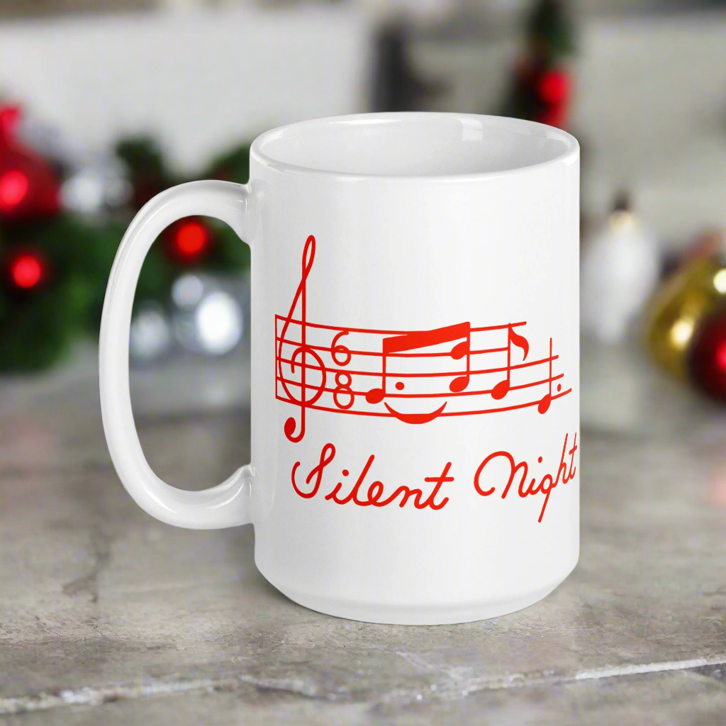 Silent Night Music 50s Mid Century Retro Christmas Glossy Coffee Mug