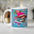 Ice Skating Girl Mod Retro Christmas Glossy Coffee Mug