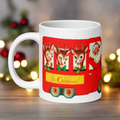 It’s Christmas Santa Reindeer Bus Mid Century Retro Christmas Print Glossy Mug