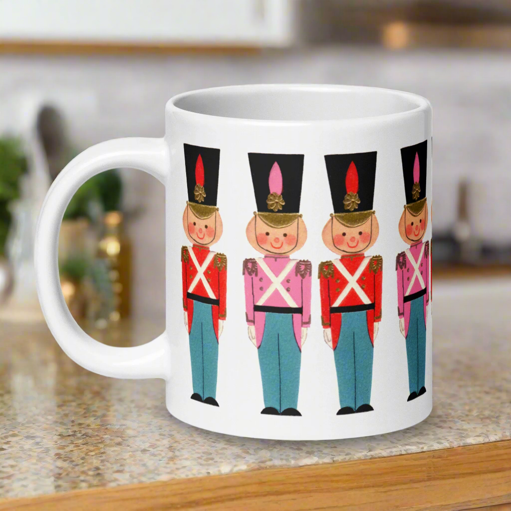 Christmas Toy Soldiers Mid-Century Retro Glossy Coffee Mug