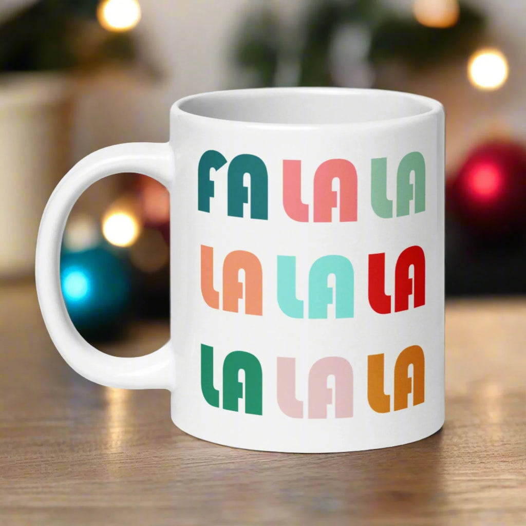 Fa La La La Retro Style Christmas Print Glossy Mug