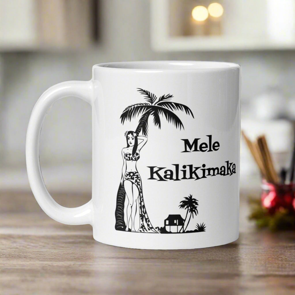 Mele Kalikimaka Atomic Era Style Christmas Glossy Coffee Mug