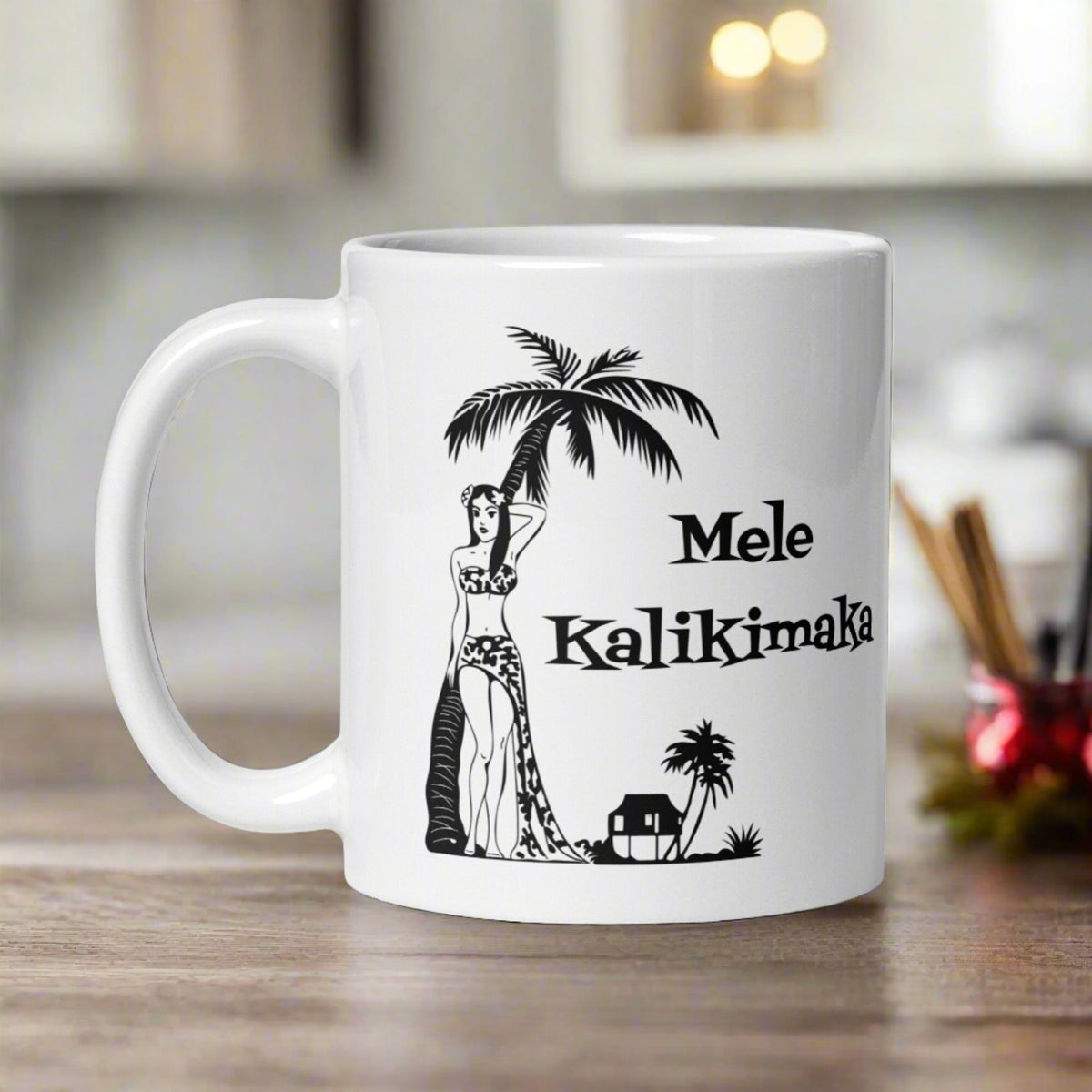 Mele Kalikimaka Atomic Era Style Christmas Glossy Coffee Mug