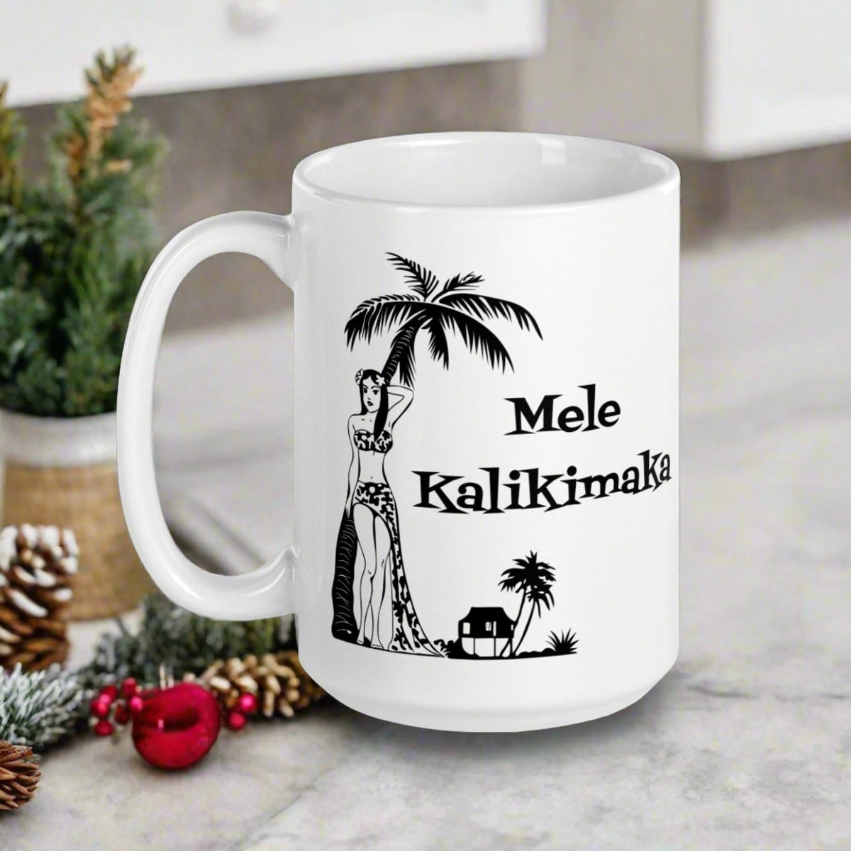 Mele Kalikimaka Atomic Era Style Christmas Glossy Coffee Mug