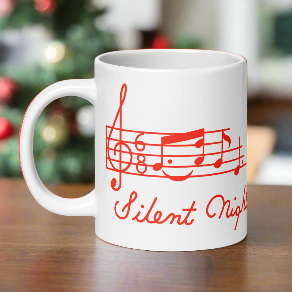 Silent Night Music 50s Mid Century Retro Christmas Glossy Coffee Mug