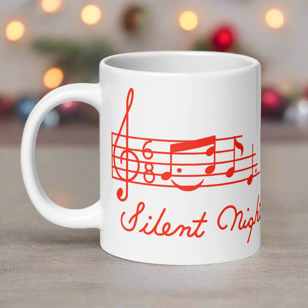 Silent Night Music 50s Mid Century Retro Christmas Glossy Coffee Mug
