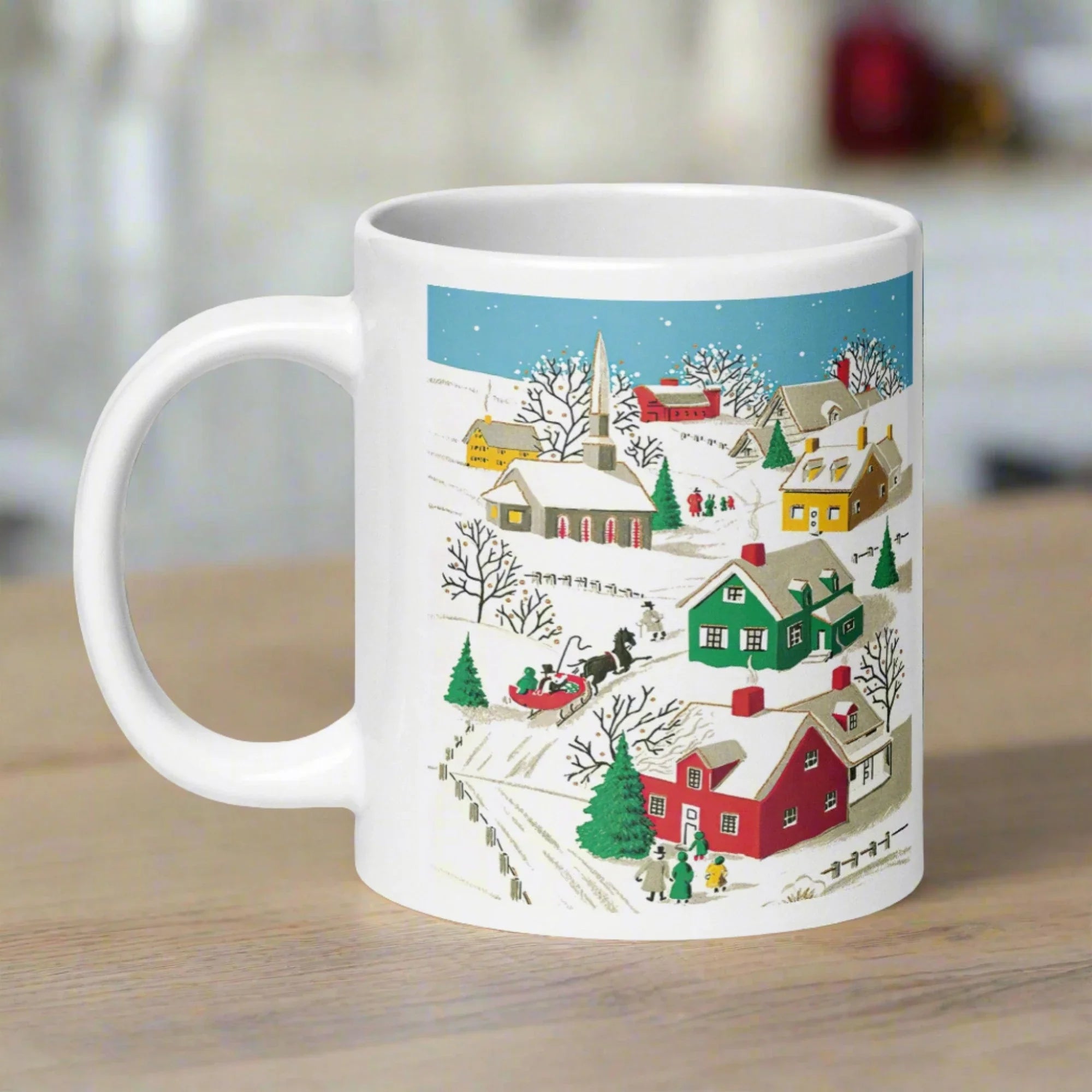 Cozy Christmas Village Retro Christmas Glossy Coffee Mug