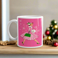 Pink Christmas Lady Mid Century Retro Christmas Print Glossy Mug