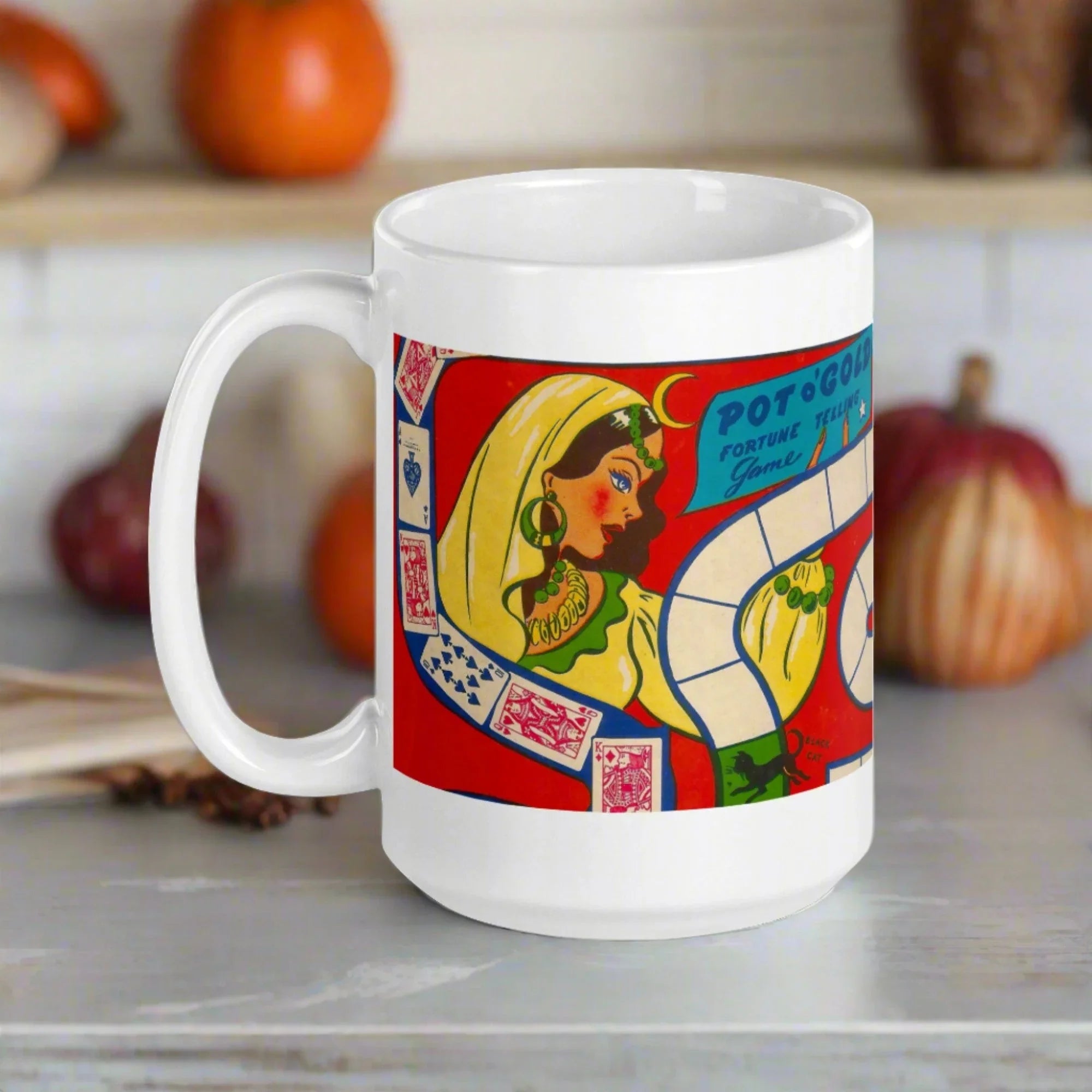 Fortune Telling Vintage Pot O'Luck Board Game Retro Halloween Glossy Coffee Mug