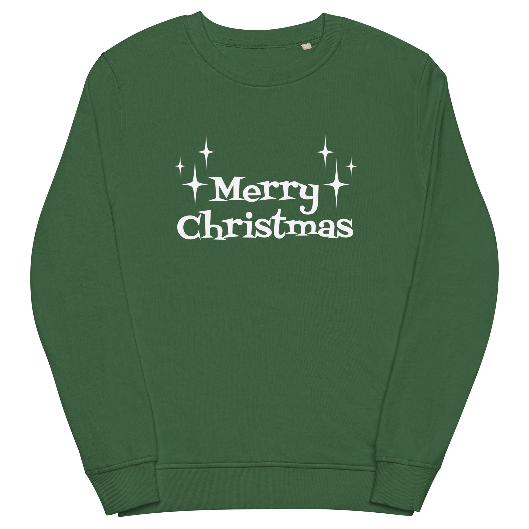 Merry Christmas Starburst Mid Century Retro Style Christmas Unisex Organic Sweatshirt
