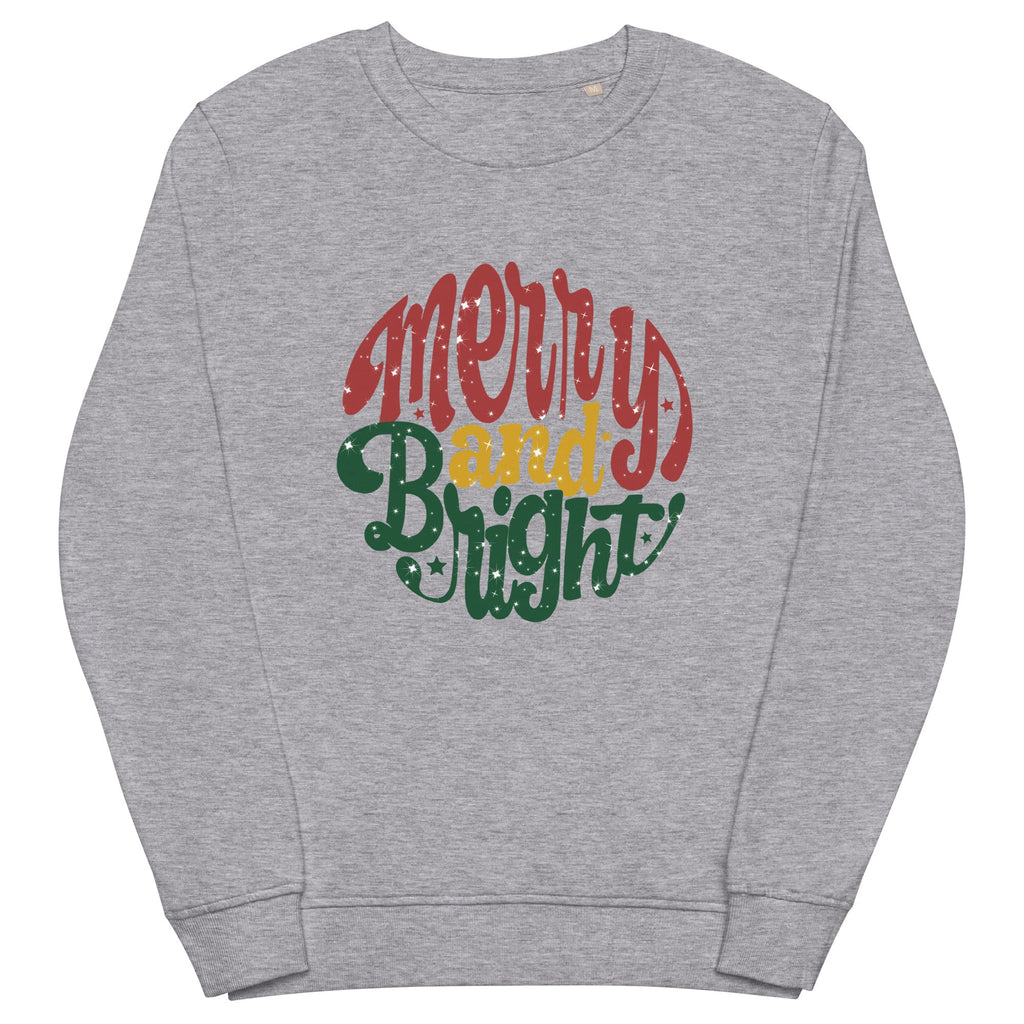 Merry And Bright Christmas Retro Style Unisex Organic Sweatshirt