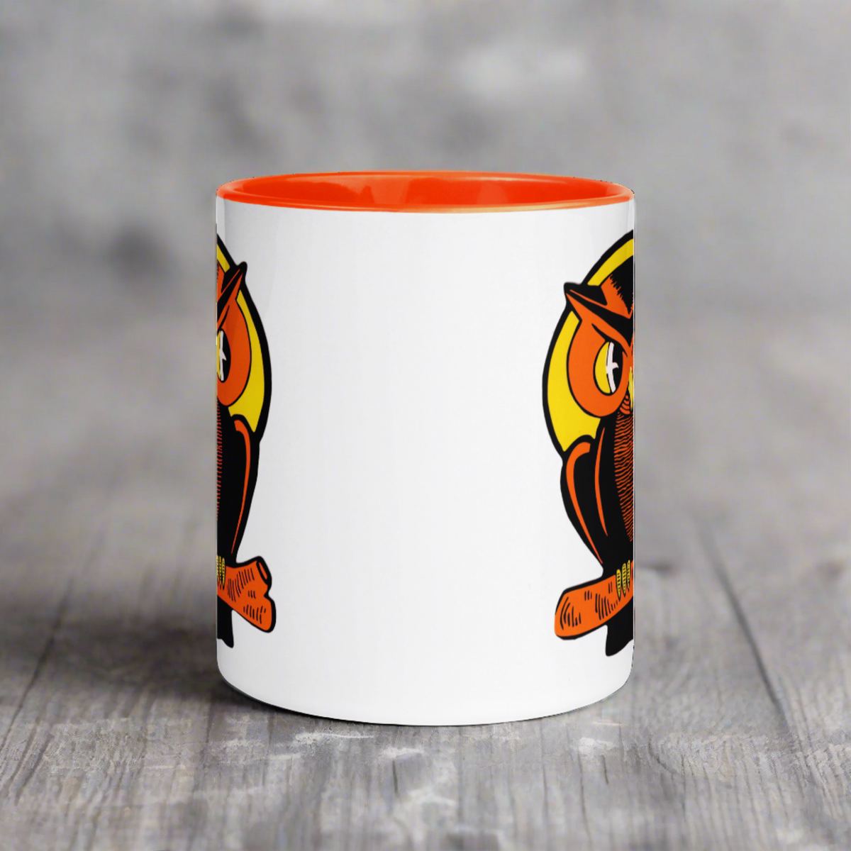 Halloween Owl Retro Vintage Halloween Print Lined Orange Glossy Mug