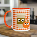 Pumpkin Spice Love Orange Checkered Lined Coffee Mug