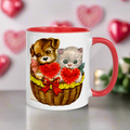 To A Special Valentine Puppy and Kitten Retro Valentine's Day Coffee Mug