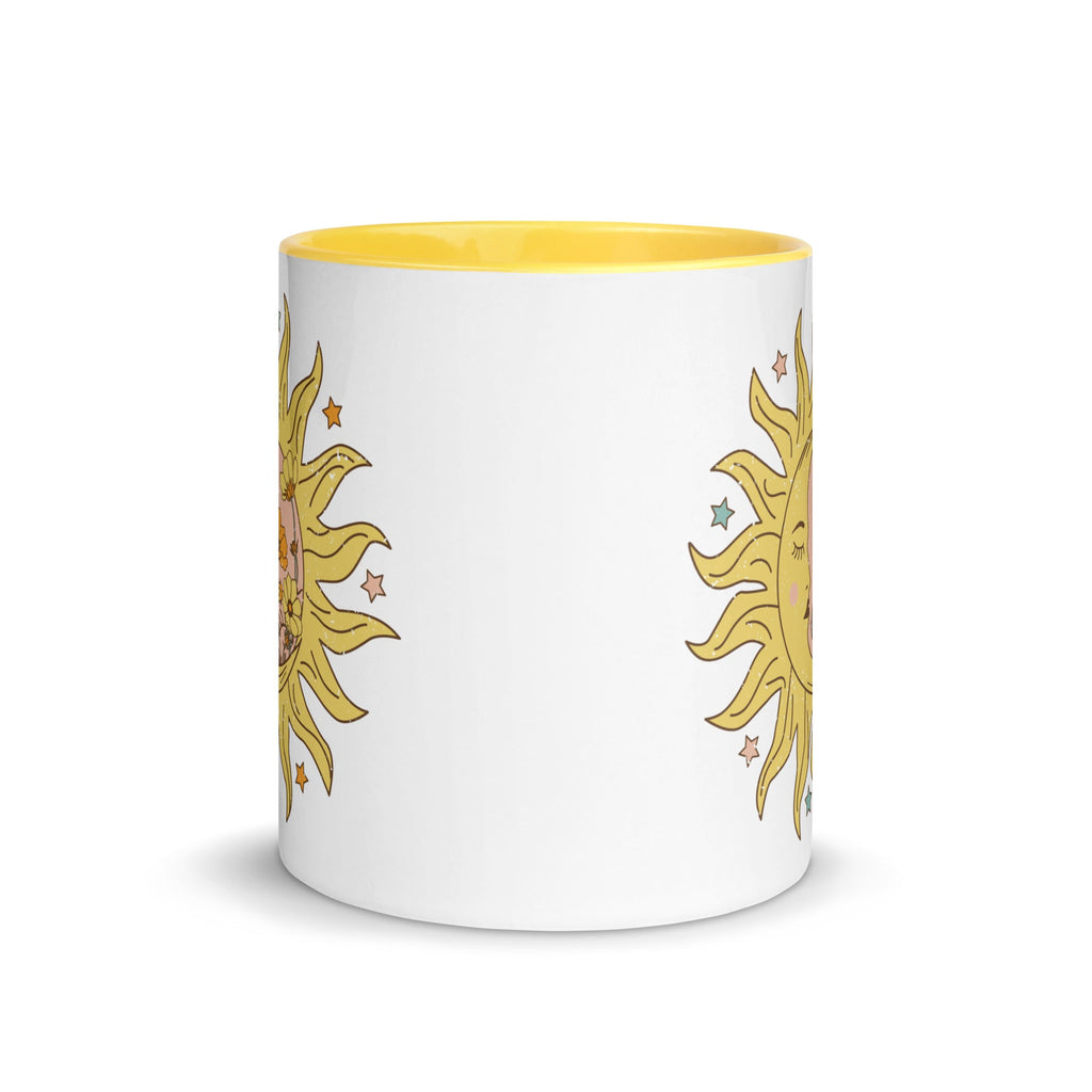 Celestial Sun Moon Yellow Lined Glossy Mug