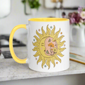 Celestial Sun Moon Yellow Lined Glossy Mug