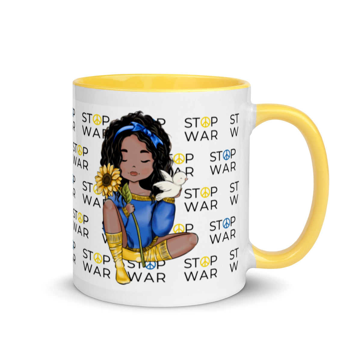 Stop War Mug, Peace Not War Sunflower Girl