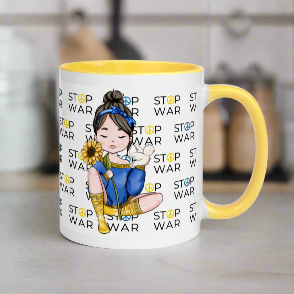 Stop War Sunflower Dove Girl Coffee Mug