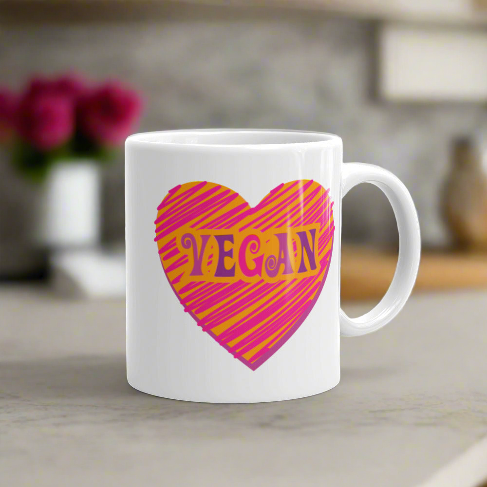 Boho Vegan Heart Glossy Coffee Mug