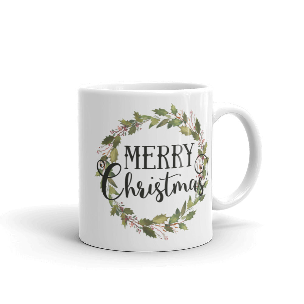Merry Christmas Wreath Christmas Glossy Mug