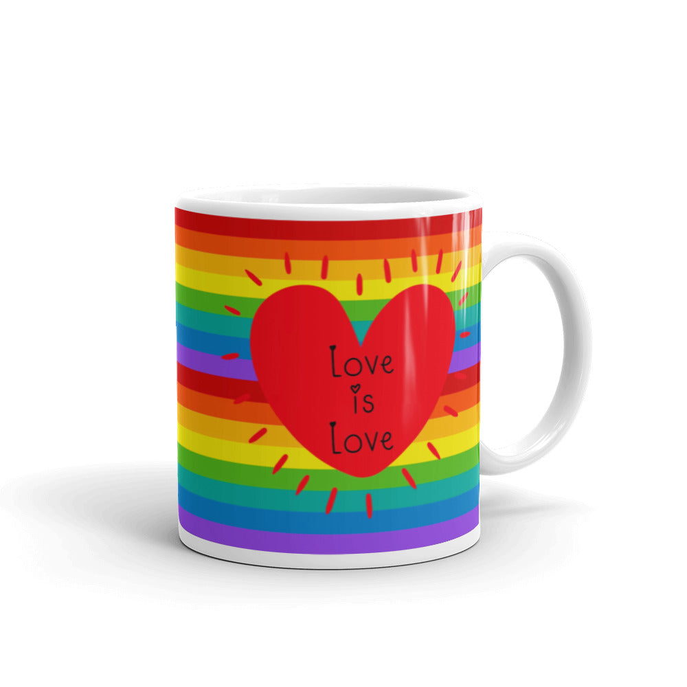 Love Is Love Rainbow Pride Heart Glossy Coffee Mug Ceramic Cup