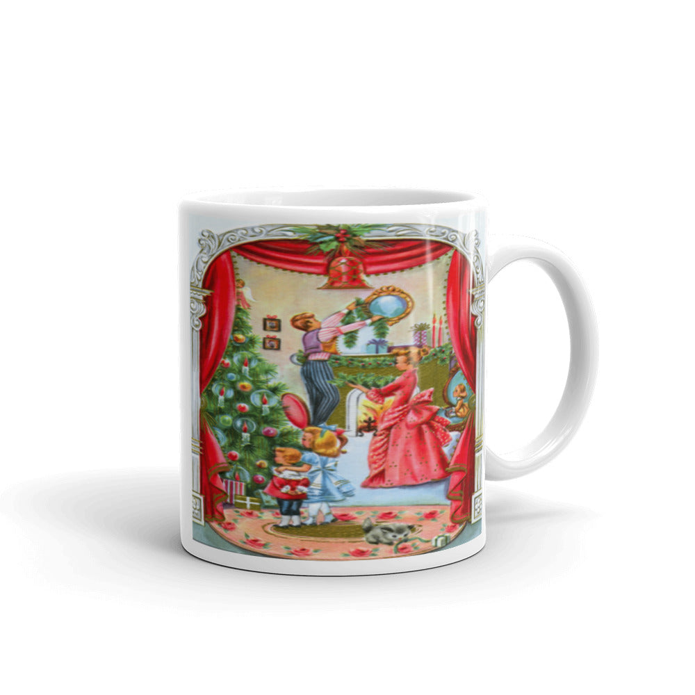 Family Christmas Mid Century Retro Christmas Print Glossy Mug
