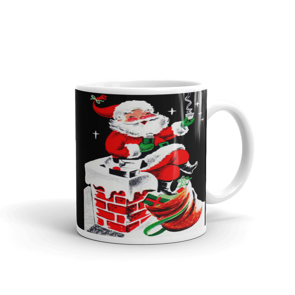 Christmas Santa Mug Mid Century Retro Christmas Print Glossy Mug