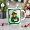Christmas Tree Hat Girl Midcentury Retro Christmas Glossy Coffee Mug