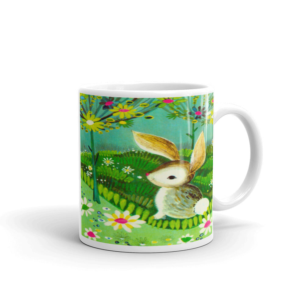 Rabbit Spring Glossy Mug - Retro Style