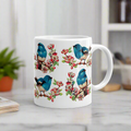 Vintage Style Retro Spring Bluebirds Glossy Coffee Mug