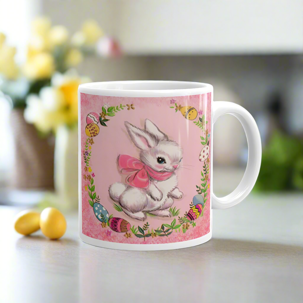 Spring Bunny 1950s Retro Easter Kitsch Glossy Coffee Mug
