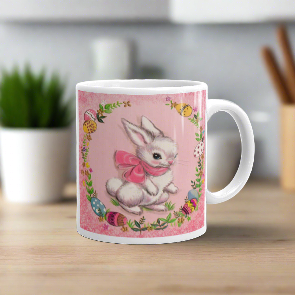 Spring Bunny 1950s Retro Easter Kitsch Glossy Coffee Mug