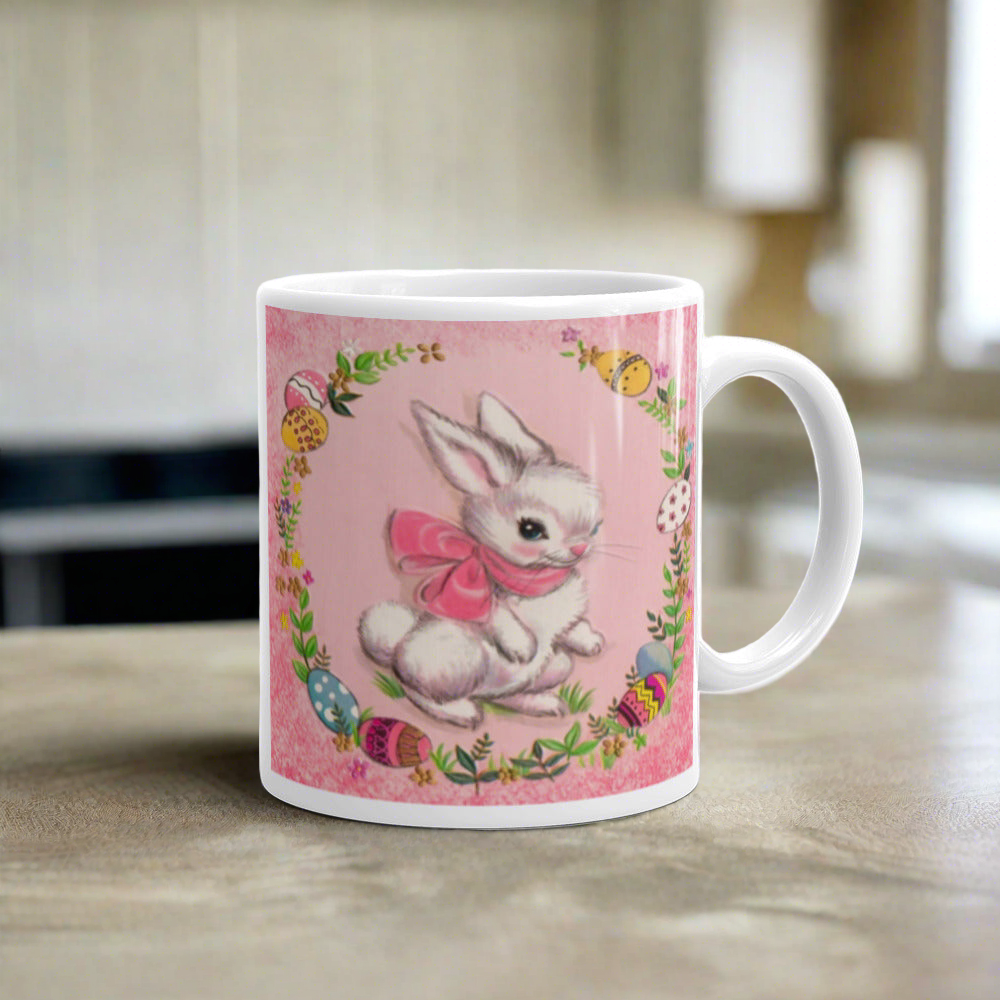 Spring Bunny 1950s Retro Easter Kitsch Glossy Coffee Mug