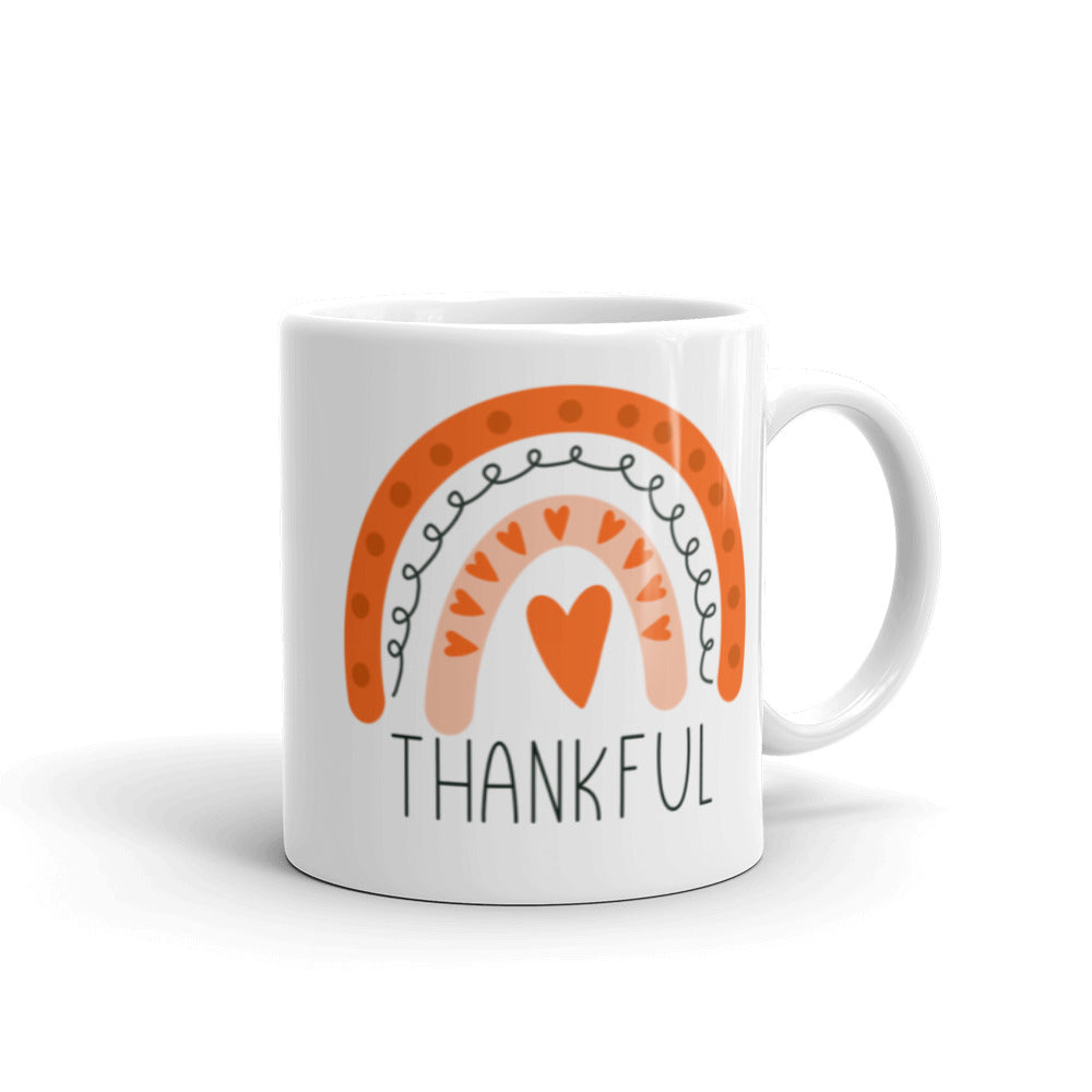 Thankful Rainbow Boho Glossy Mug