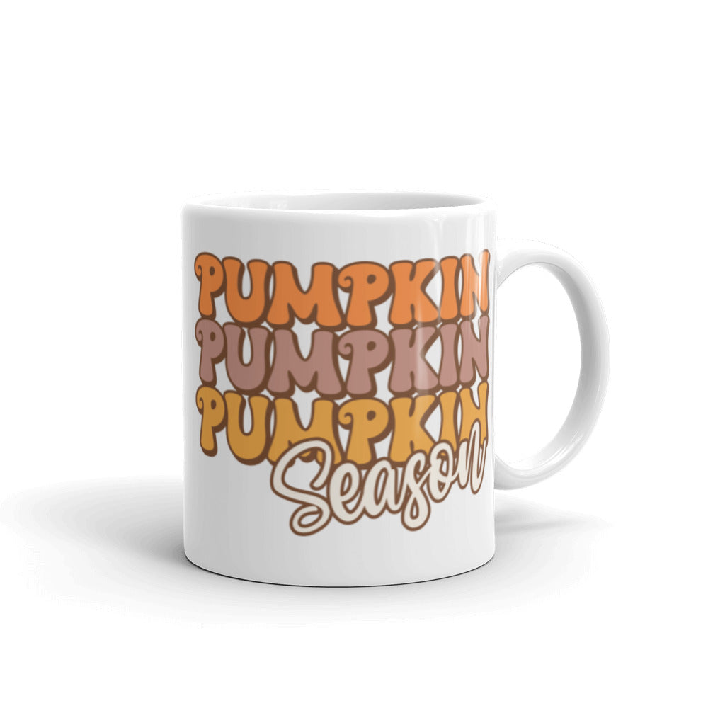 Pumpkin Season Fall Autumn White Glossy Mug