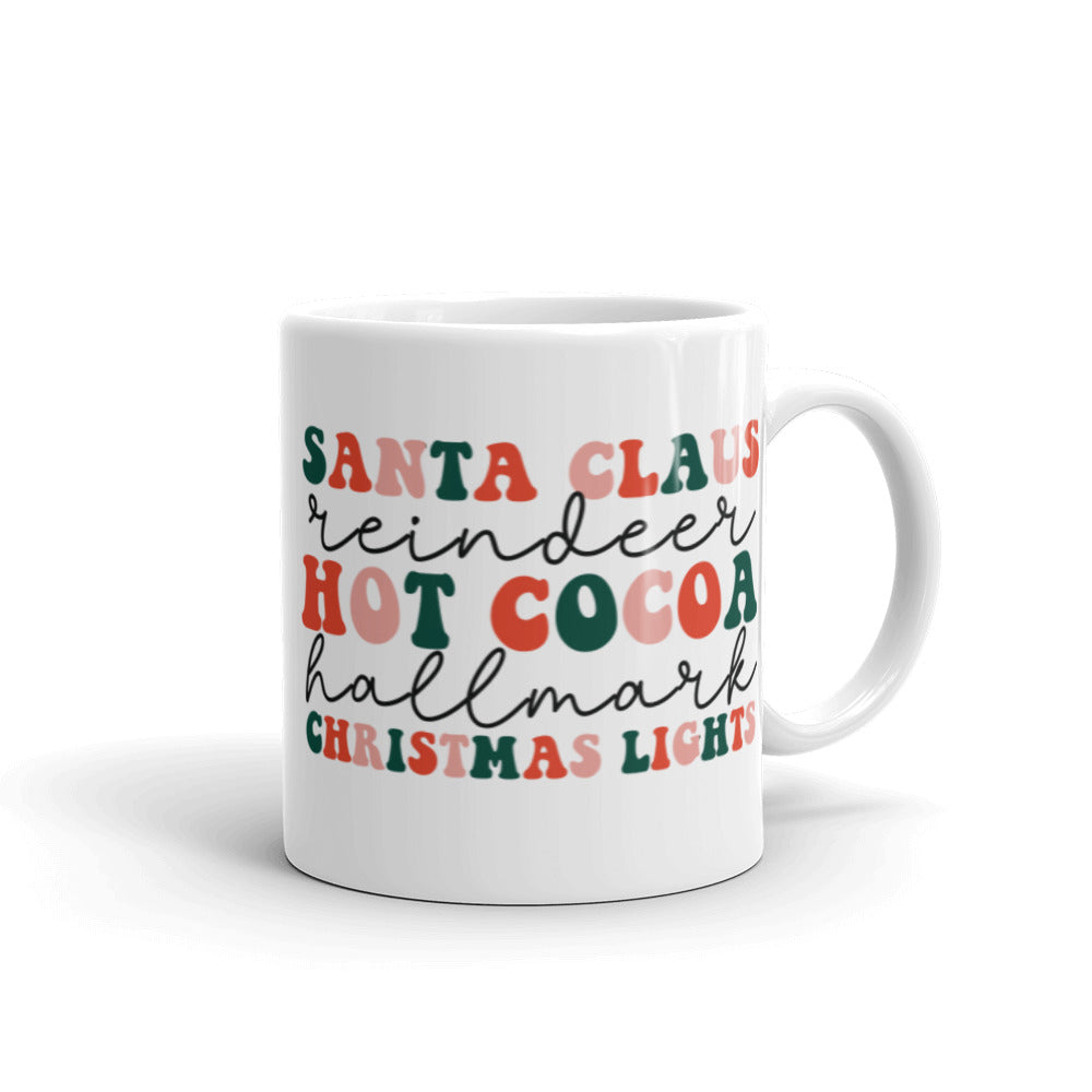 Santa Claus Reindeer Hot Cocoa Hallmark Christmas Lights Mug