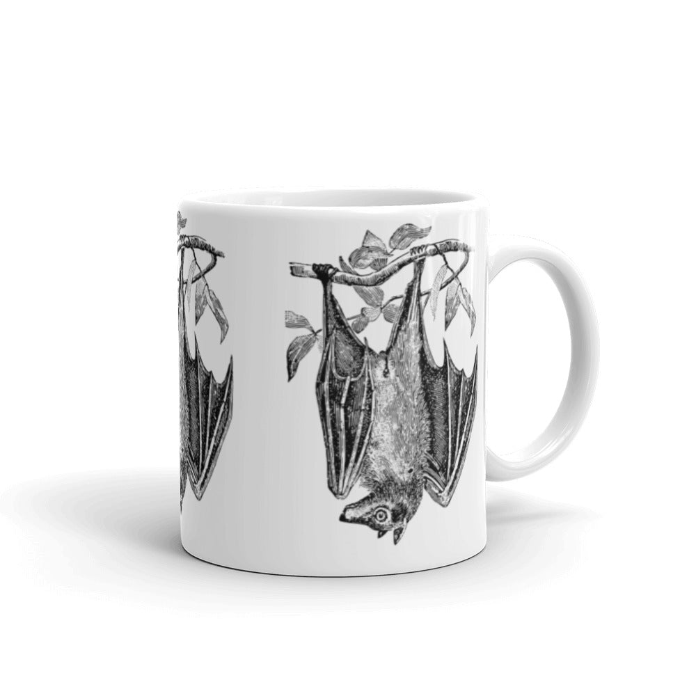 Retro Bat Print Glossy Mug