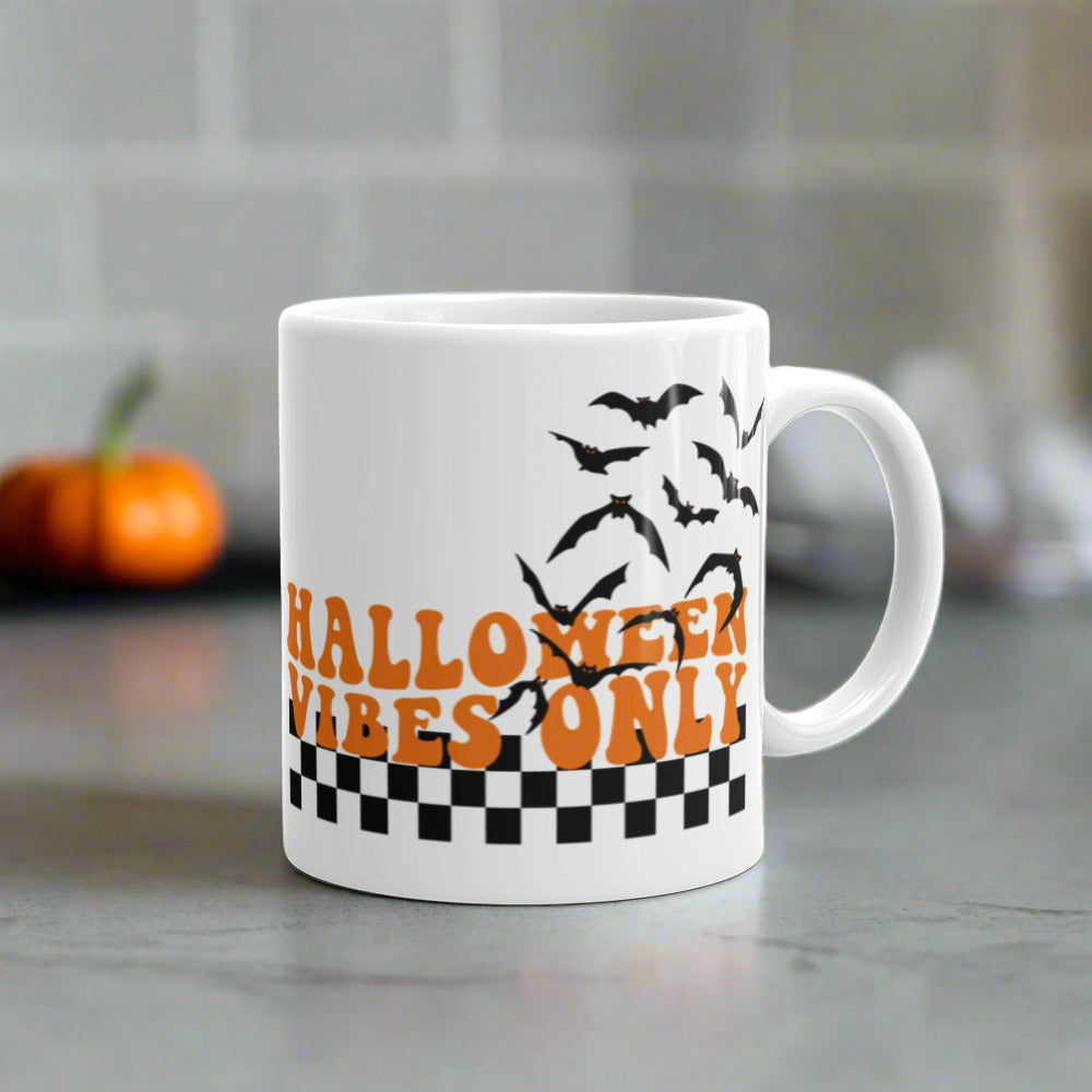 Halloween Vibes Only Bats Halloween Glossy Coffee Mug