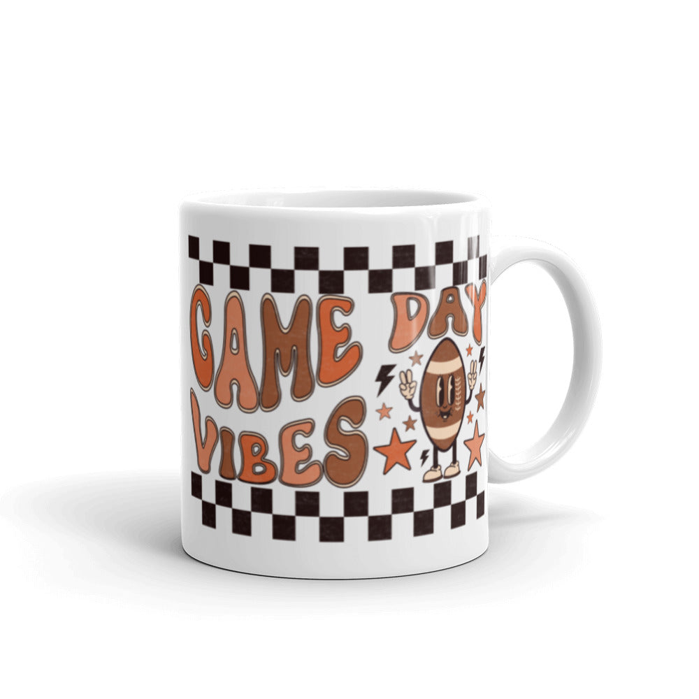 Game Day Vibes Football Season Fall Autumn Glossy Mug