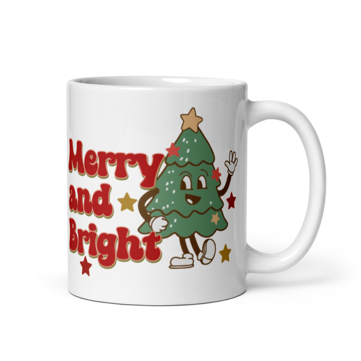 Merry And Bright Retro Style Christmas Glossy Mug