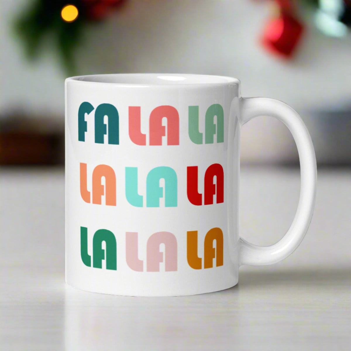 Fa La La La Retro Style Christmas Print Glossy Mug