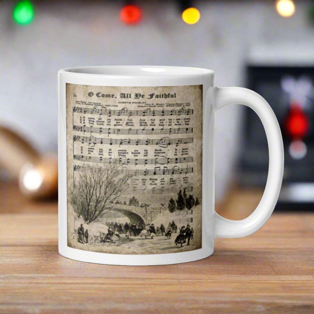 Come All Ye Faithful Vintage Christmas Sheet Music Mid Century Retro Christmas Print Glossy Mug