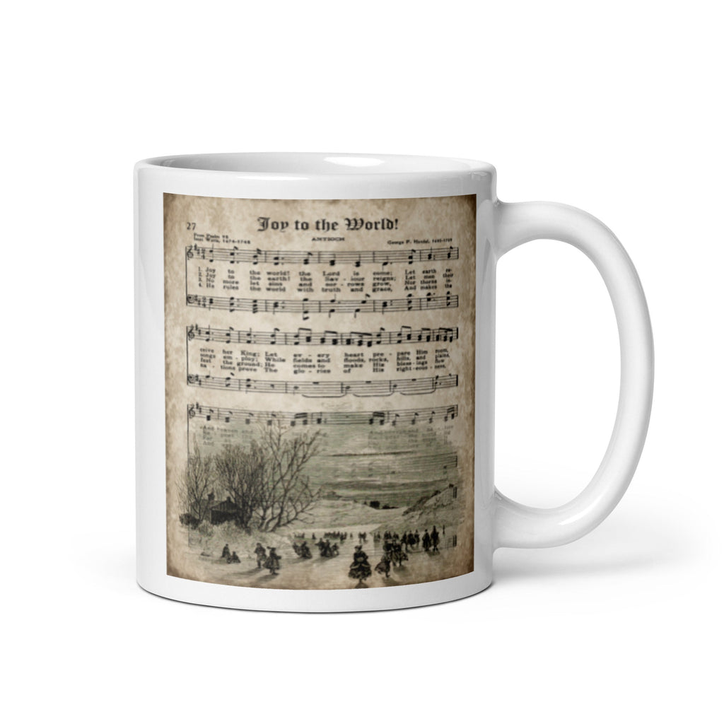 Joy To The World Sheet Music Retro Christmas Print Glossy Mug