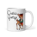 Christmas Greetings Reindeer Mid Century Retro Christmas Print Glossy Mug